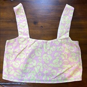 Show Me Your MuMu Pink and Yellow Cropped Tank Top